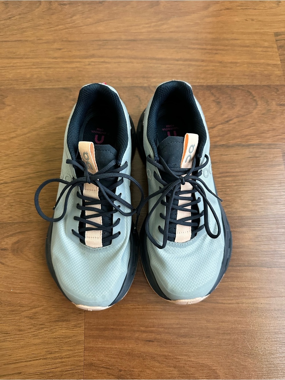 On Cloud Women’s Athletic Running Shoes - Mint with Black & Pink Accents - Picture 3 of 6